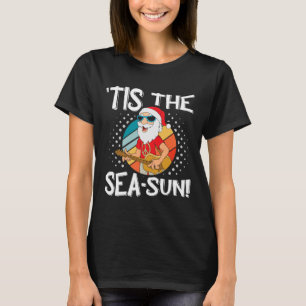 Camiseta É o Sol do Mar Divertido Papai Noel Tropical Para