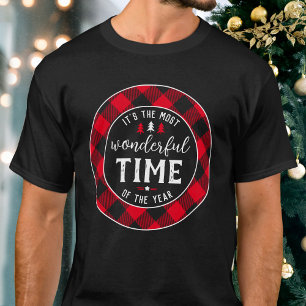 Camiseta É o tempo mais maravilhoso do Natal, vermelho negr