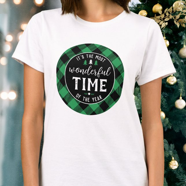 Camiseta "É o tempo mais maravilhoso" Verde de Natal (Criador carregado)