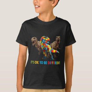 Camiseta É OK Ser Diferente A Consciência Do Autismo Dinoss