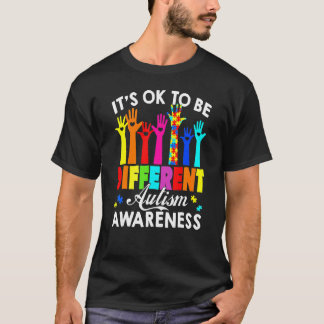 Camiseta É Ok Ser Diferente Conscientização do Autismo Mão 