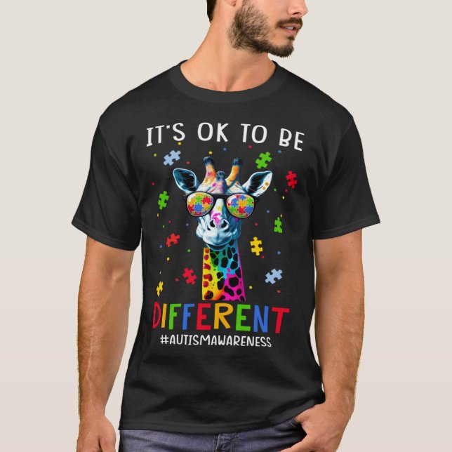 Camiseta É Ok Ser Diferente Girafa Conscientização do Autis (Frente)