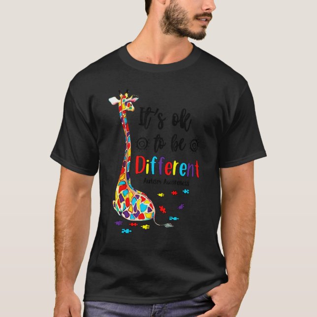 Camiseta É OK Ser Diferente Girafa de Conscientização do Au (Frente)