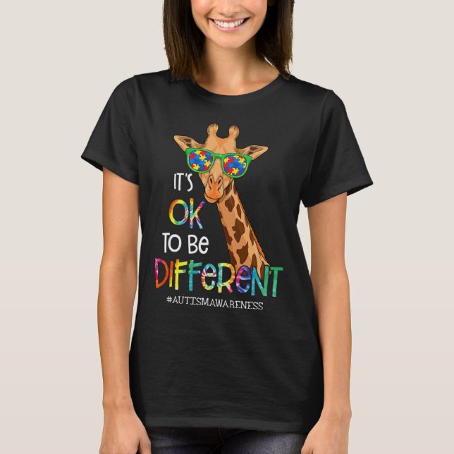 Camiseta É Ok Ser Diferente Girafa Fofa Animal Autismo (Frente)