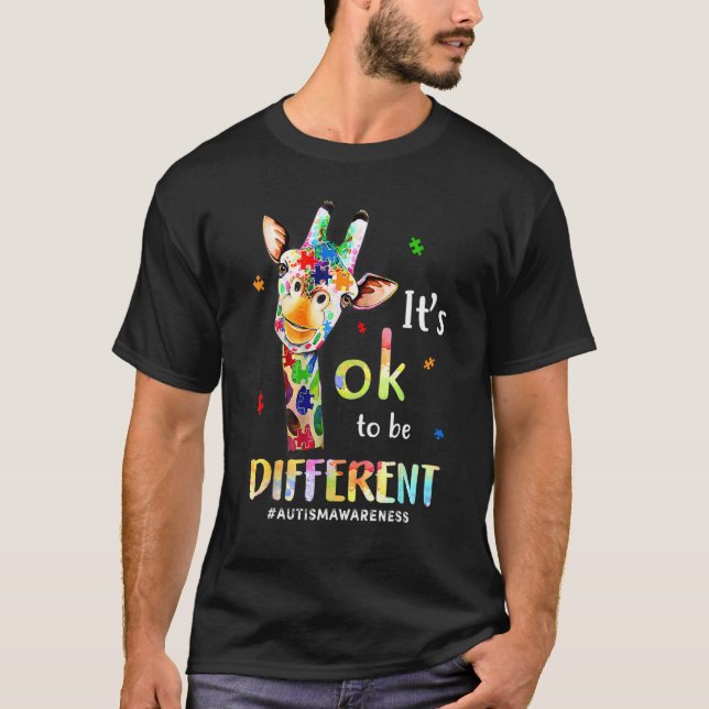Camiseta É Ok Ser Diferente Peça de Puzzle Conscientização  (Frente)