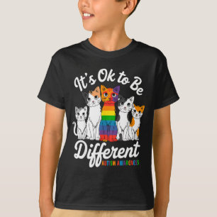 Camiseta É Ok Ser Diferente Quebra-Cabeça de Gato Fofo Cons