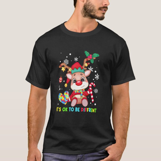 Camiseta É Ok Ser Diferente Rena Conscientização do Autismo (Frente)