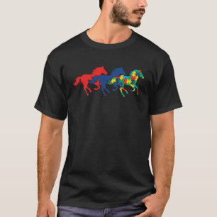 Camiseta É Okay ser Diferente Charmoso Puzzle Cavalo Autism