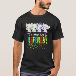 Camiseta É Okay Ser Diferente Elefante Mãe Autismo Criança