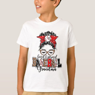 Camiseta E Orgulhosa Vovó de Baseball Mensageira Bun Leopar
