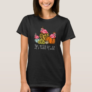 Camiseta É Outono Galera Flamingo  Leopardo Abóbora Caindo 