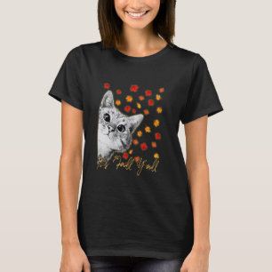 Camiseta É Outono Galera Gato - Gato Folhas de Outono Ki