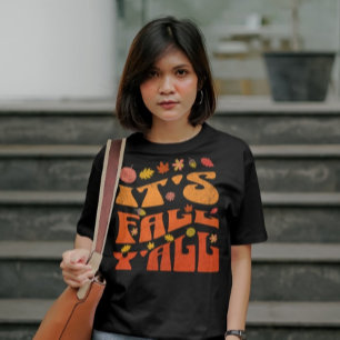 Camiseta É Outono Pessoal Abóbora E Folhas De Outono