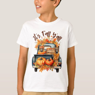 Camiseta É Outono, pessoal, Abóboras Pastor Alemão Caminhão