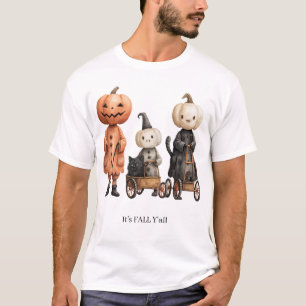 Camiseta É OUTONO Pessoal Família de Abóbora Assustadora