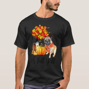Camiseta É Outono Por Aqui Pug Cachorro Folhas de Outono Ab