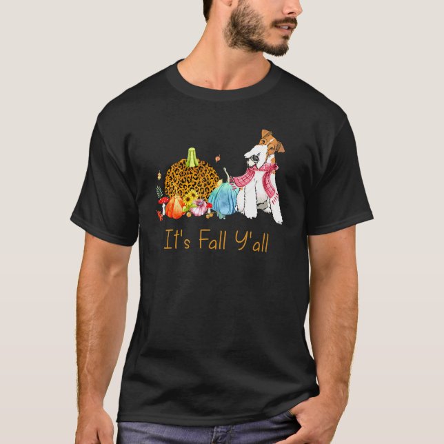 Camiseta É Outono Seu Fox Terrier Cachorro Cachecol De Outo (Frente)