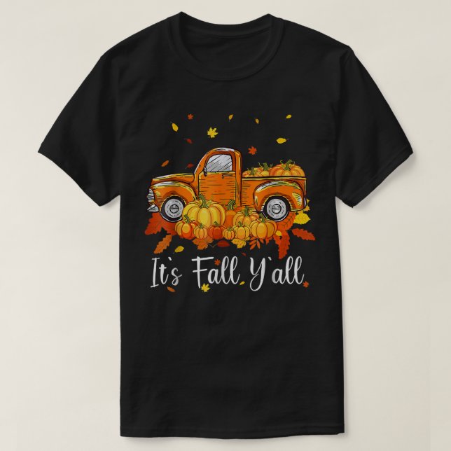 Camiseta É outono Vocês todos Pumpkin Truck Autumn Tree Hel (Frente do Design)