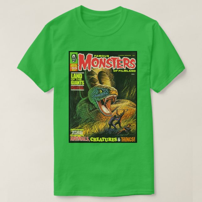 CAMISETA E OUTRO EXCELENTE FAMOSO MONSTOS DE COVAS FILMLAND (Frente do Design)