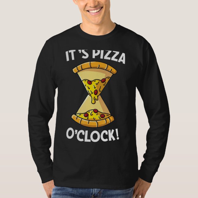 Camiseta É Pizza O'clock Pizza em forma de ampulheta (Frente)