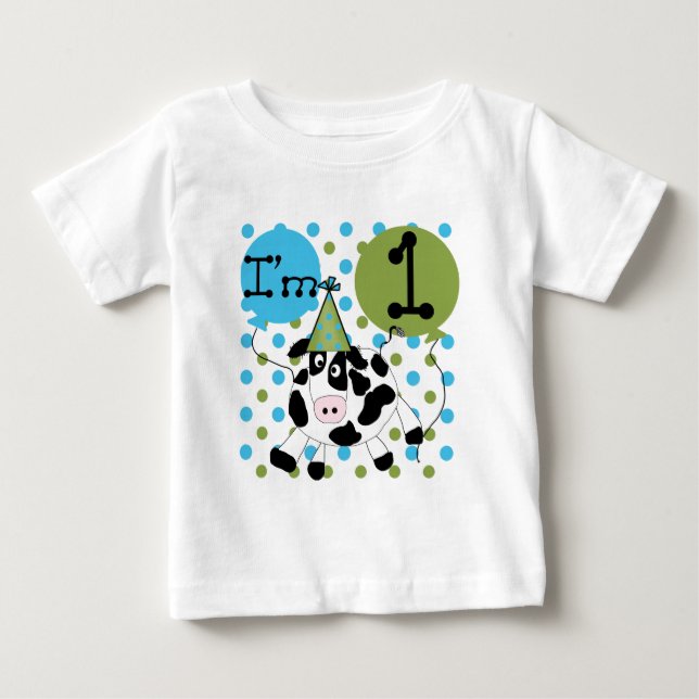 Camiseta e presentes azuis do primeiro aniversario (Frente)