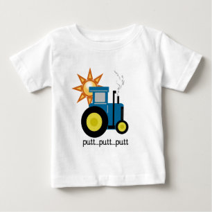 Camiseta e presentes azuis do trator da tacada