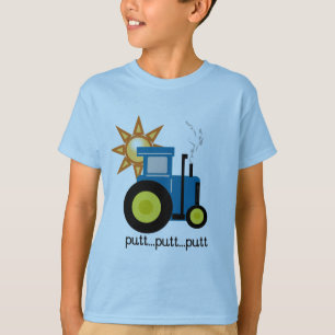 Camiseta e presentes azuis do trator da tacada