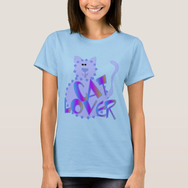 Camiseta e presentes cor-de-rosa do amante do gato (Frente)