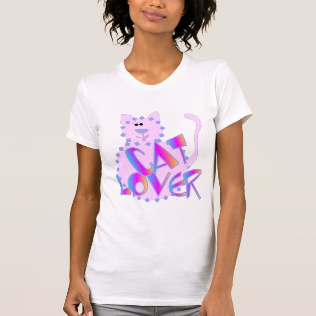 Camiseta e presentes cor-de-rosa do amante do gato (Frente)