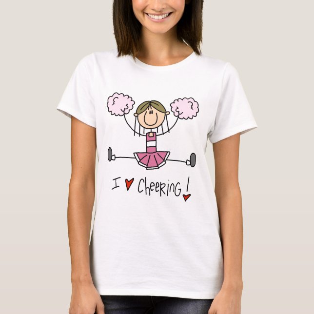 Camiseta e presentes cor-de-rosa do cheerleader (Frente)