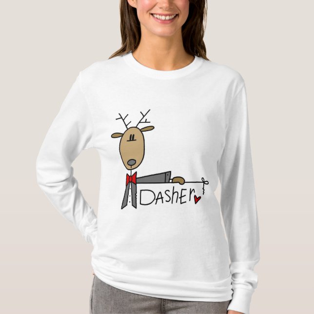 Camiseta e presentes da rena de Dasher (Frente)