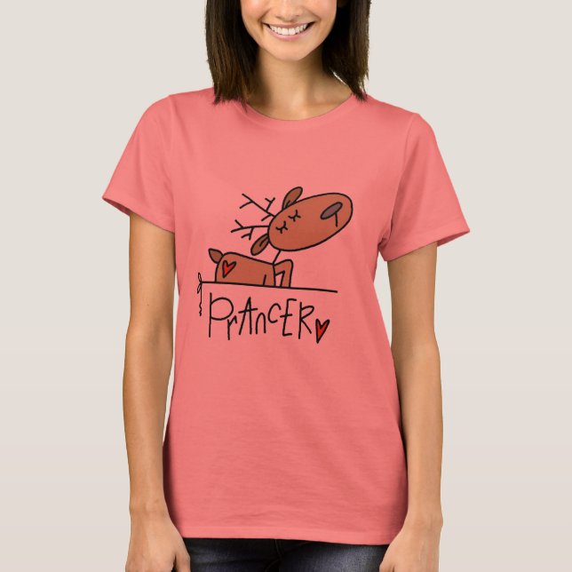 Camiseta e presentes da rena de Prancer (Frente)