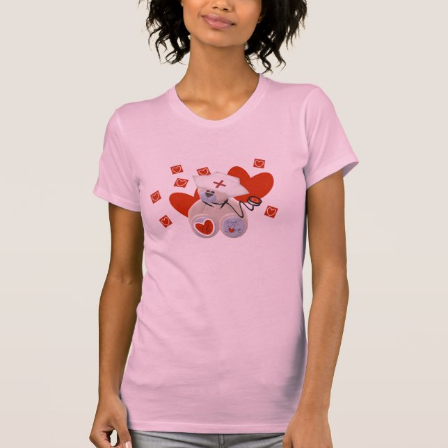 Camiseta e presentes do amor da enfermeira do urso (Frente)
