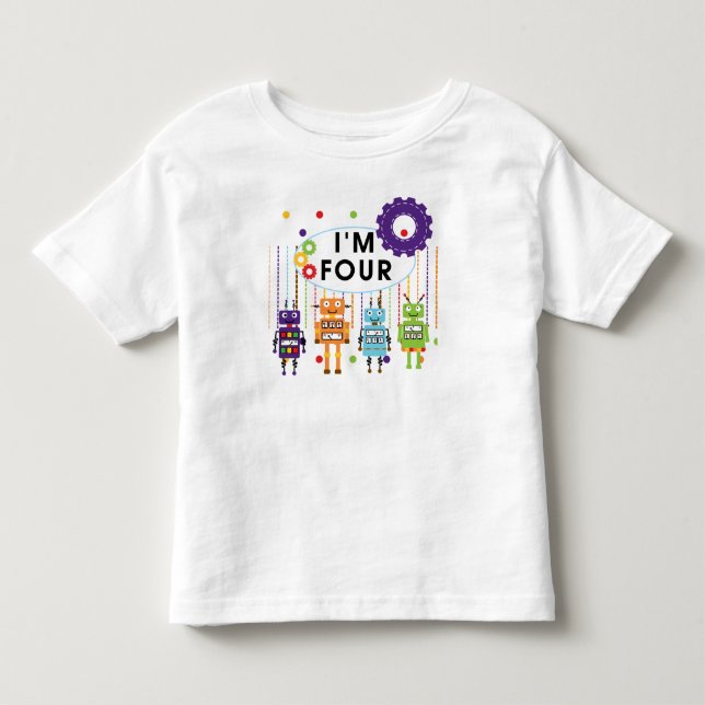 Camiseta e presentes do aniversário do robô 4ns (Frente)