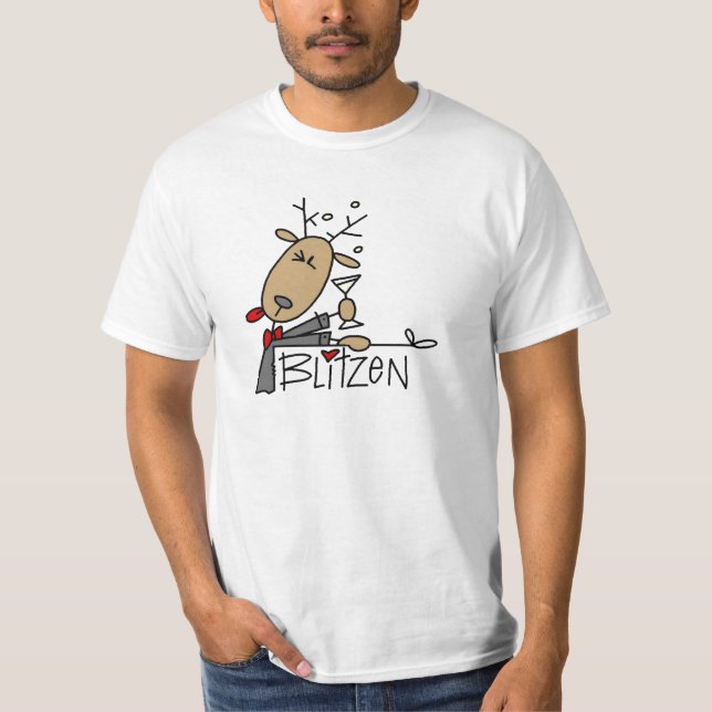 Camiseta e presentes do Natal da rena de Blitzen (Frente)