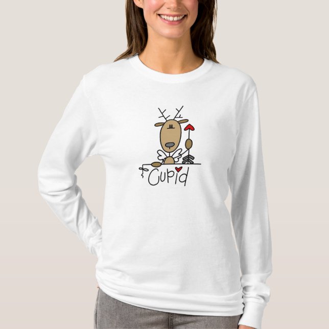 Camiseta e presentes do Natal da rena do Cupido (Frente)
