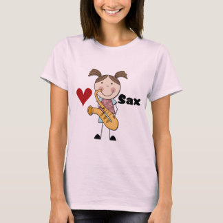 Camiseta e presentes fêmeas do jogador de saxofone
