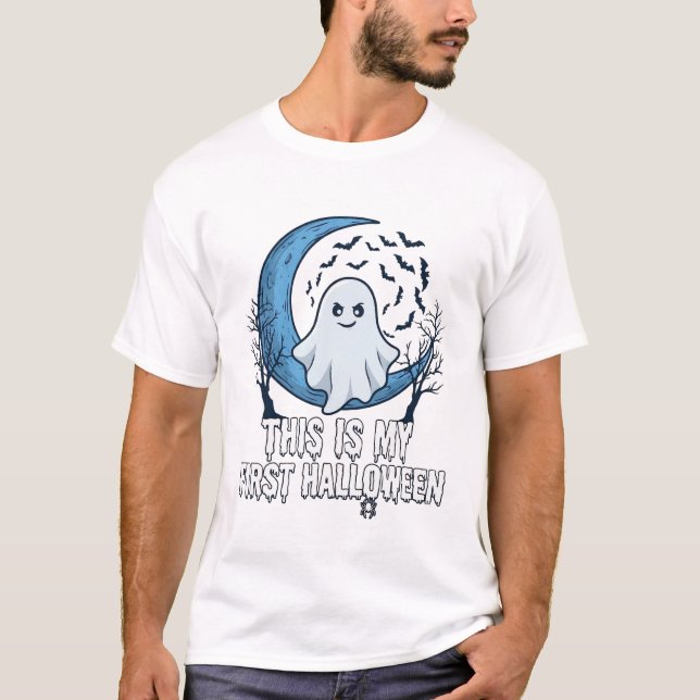 Camiseta É Primeiro Fantasma de Halloween Lua Crescente Mor (Frente)