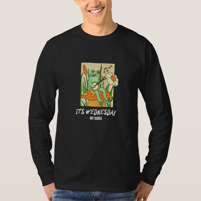 Camiseta É Quarta-Feira Meus Caras S Como Meme de Rã (Frente)