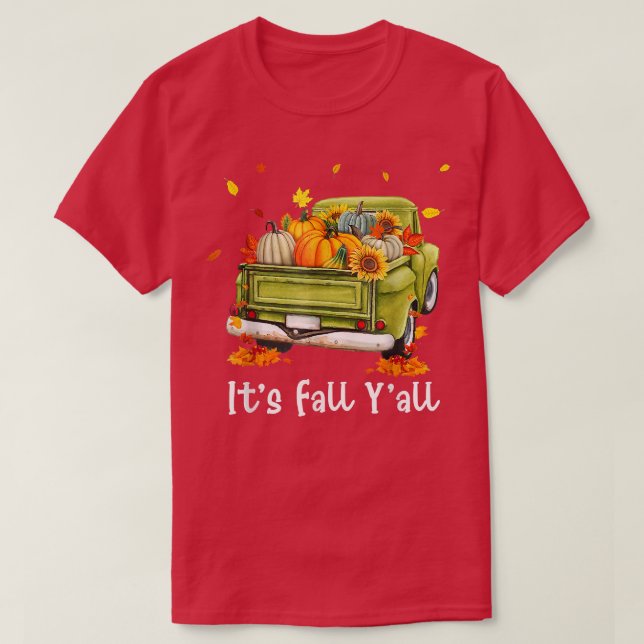 Camiseta É Queda Caminhão Pumpkin Autumn Hel (Frente do Design)