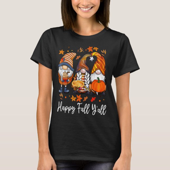 Camiseta É Queda... Gnomo Pumpkin Autumn Thanksgi (Frente)