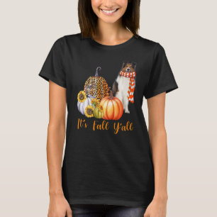 Camiseta É Queda Vocês todos Sheltie Dog Leopard Pumpkin Fa