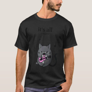 Camiseta É Tudo Groovy Gato de Smoking Preto Feminino com V