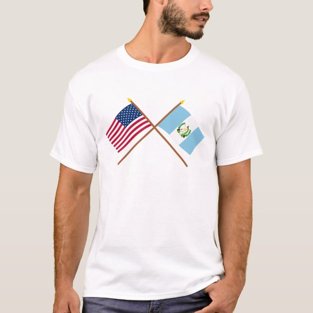 Camiseta E.U. e bandeiras cruzadas Guatemala (Frente)