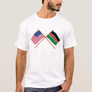 Camiseta E.U. e bandeiras cruzadas Kenya