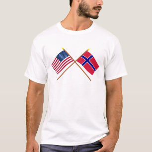 Camiseta E.U. e bandeiras cruzadas Noruega