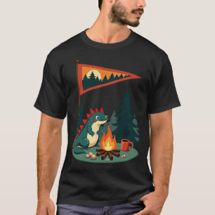 Camiseta É um Axolote Selvagem Acampando sob Pinheiros