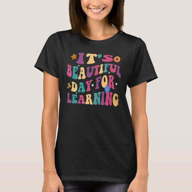 Camiseta É um belo dia para aprender professor retrô Stu (Frente)