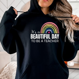 Camiseta É um belo dia professor Rainbow Black Hoodie
