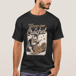 Camiseta É um Bom Dia para Crochê de Gato - Amantes do Croc